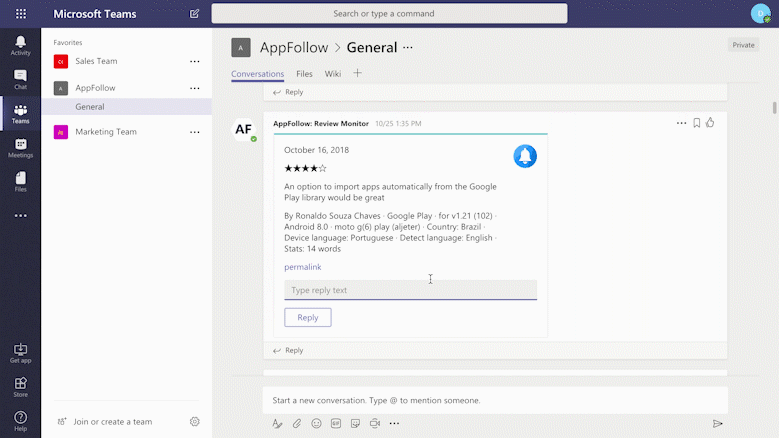 Manage app reviews directly in Microsoft Teams