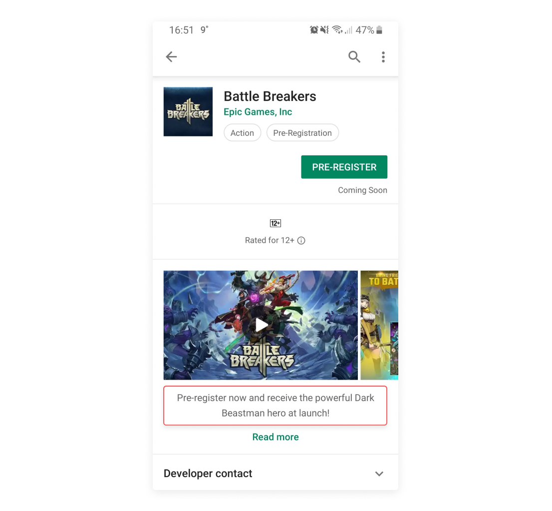 Google Play Store Pre-registration