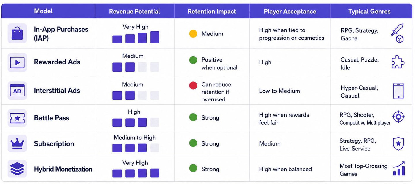 5 mobile game monetization models