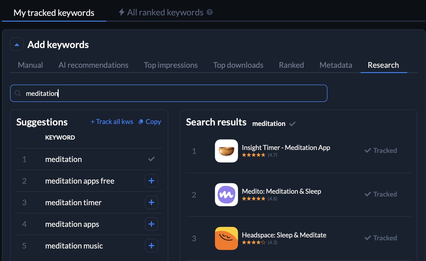 how to find keywords for your app in Appfollow