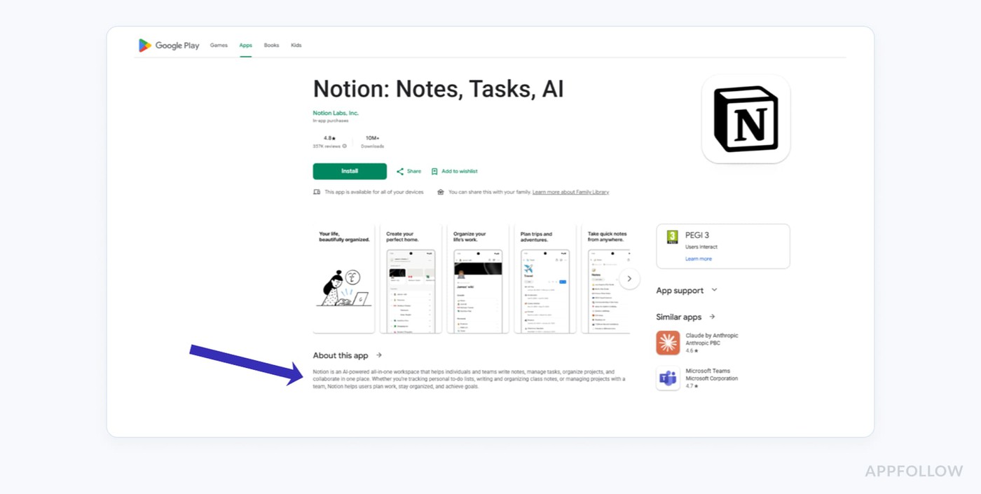 Notion app example