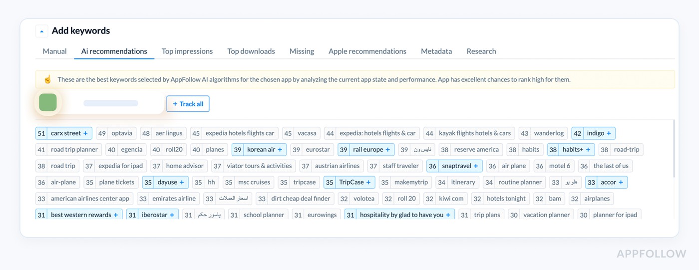 Appfollow keywords suggestions