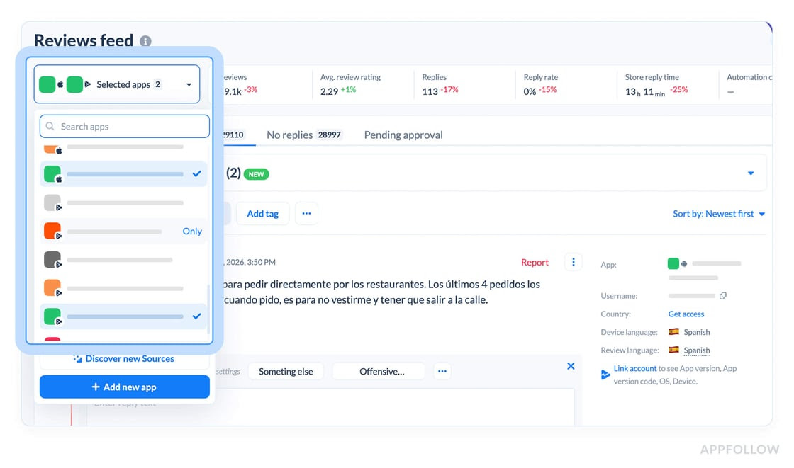 AppFollow Q1 2026: multi-app reviews and custom grouping