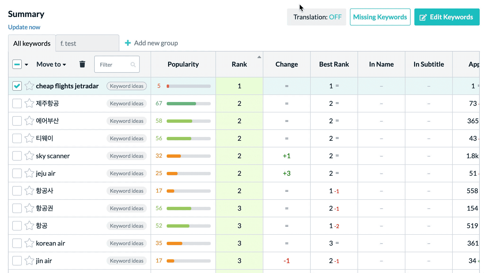 AppFollow's Keyword Auto-translation Tool