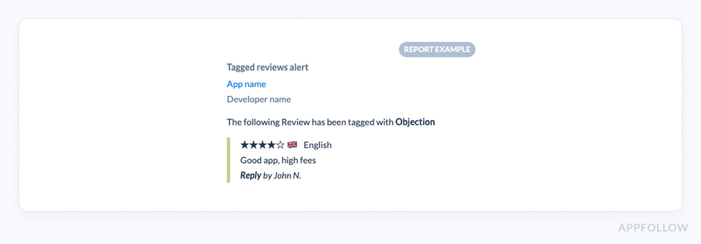 Report example in Slack from AppFollow
