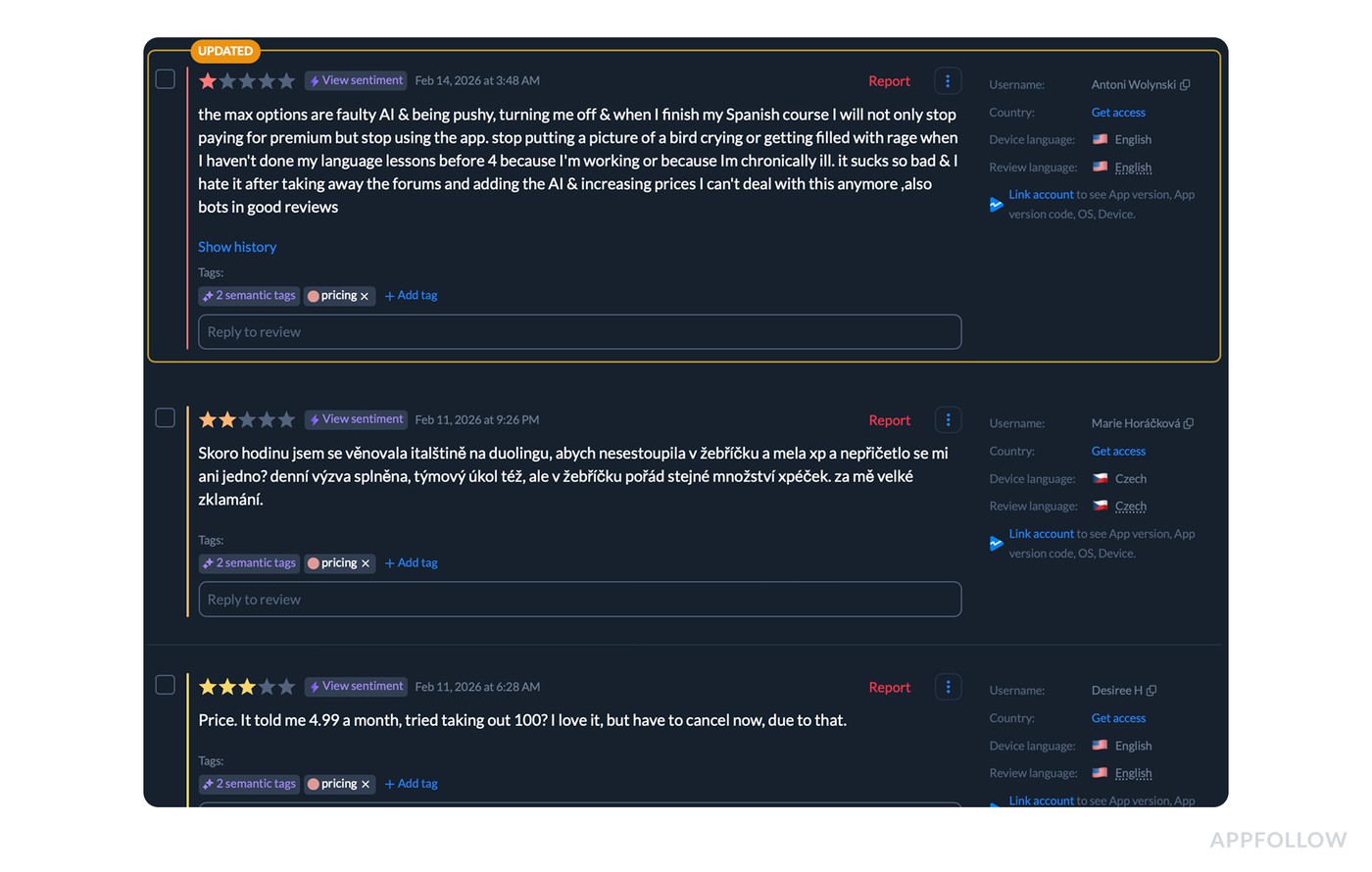 customer sentiment analysis example