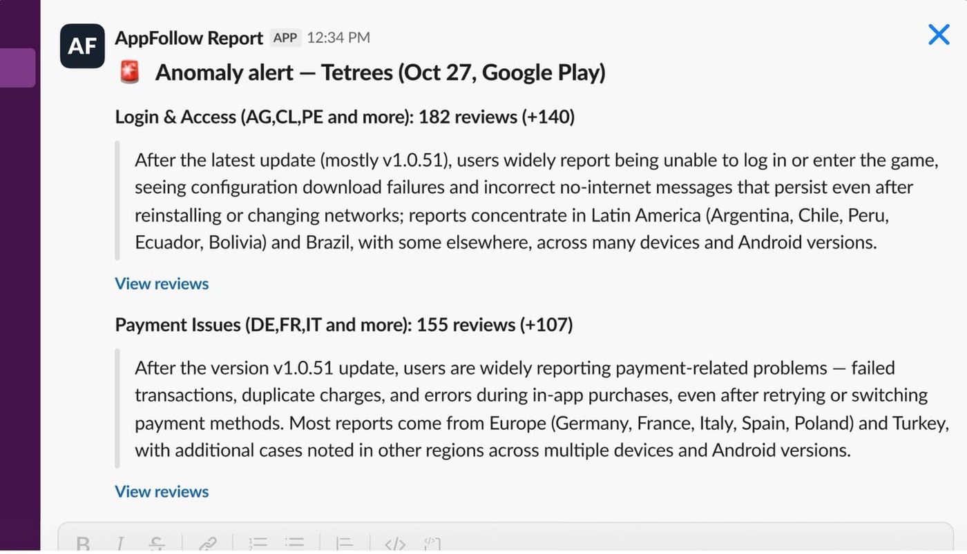 Review anomaly in Appfollow
